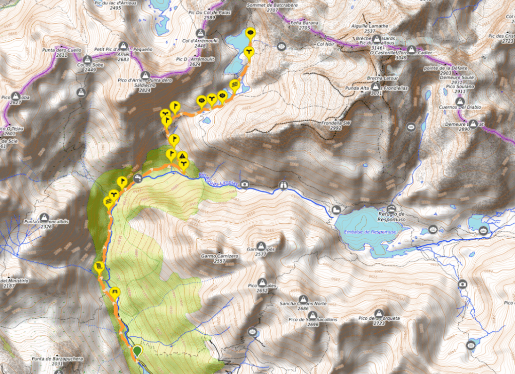mapa ibones de arriel