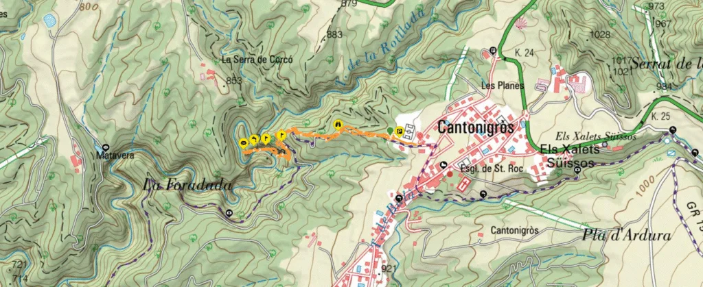 mapa ruta la foradada cantonigros