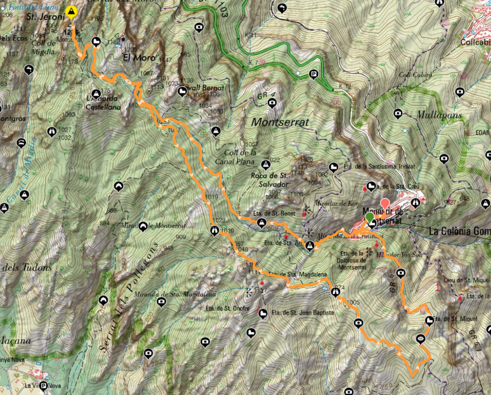 mapa sant jeroni montserrat